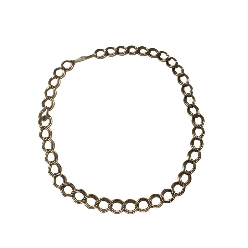 #7634 Silver tone Chain link Belt 35 inch x 7/8 inch  Heavy  Adjustable